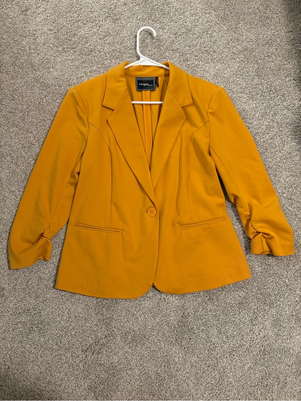 Christian Siriano Mustard Yellow Single-Button Blazer